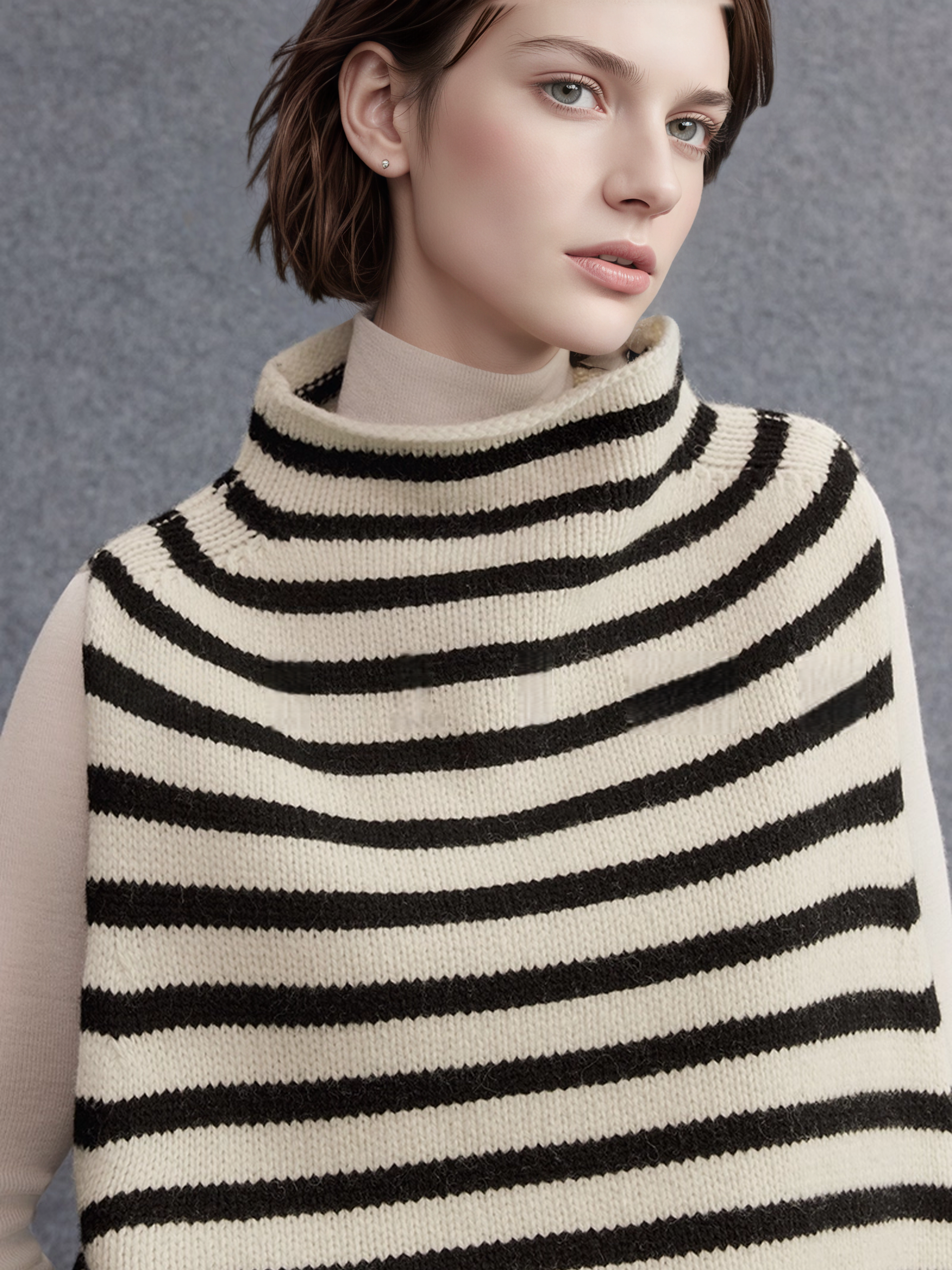 100% Wool Chunky Knit Vest for Women | Heavyweight Mock-Neck Layered Sweater Vest for Fall & Winter