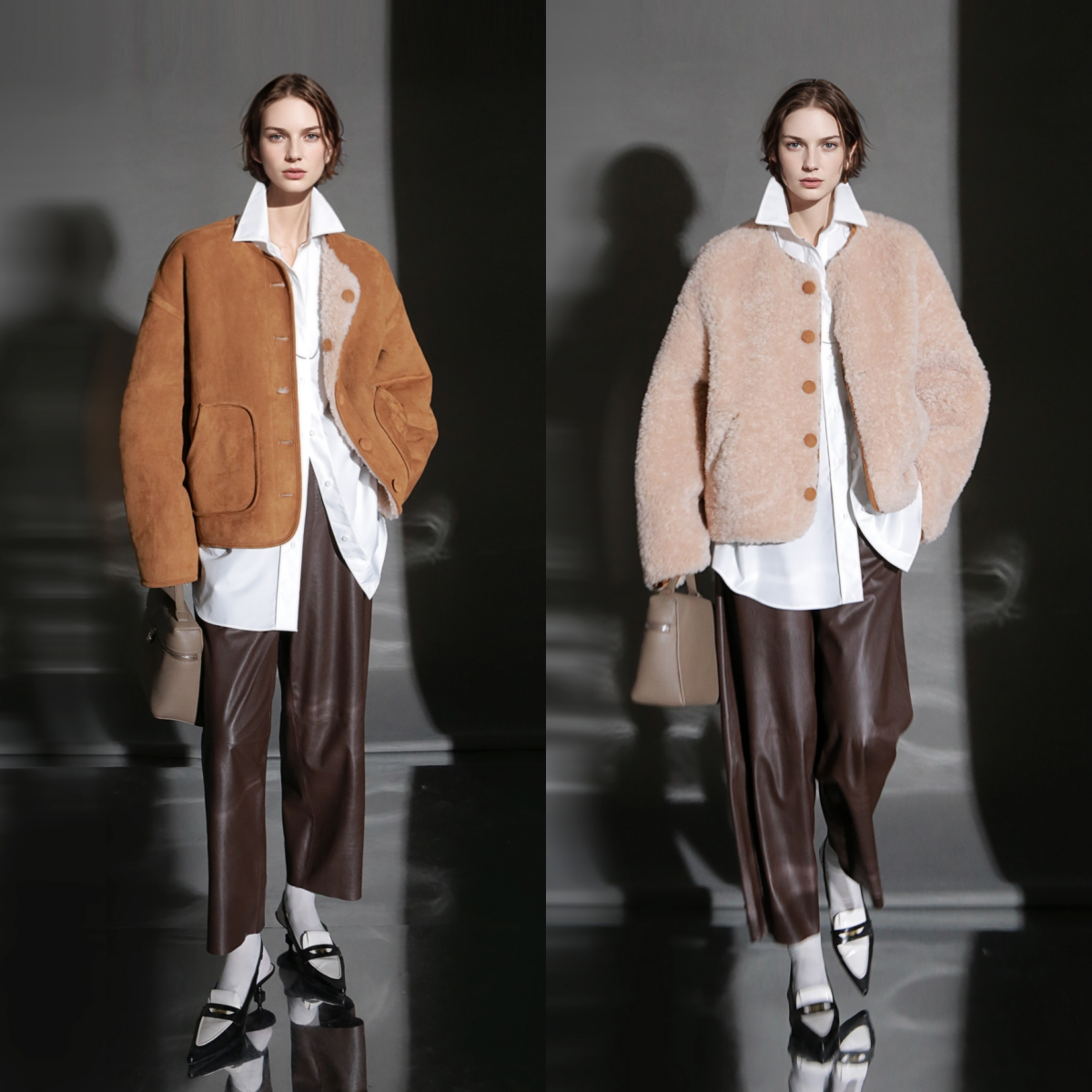 Reversible Suede Wool Coat for Women – Short Plush Jacket, Thick Warm Outerwear, Stylish Fall Winter New Arrival