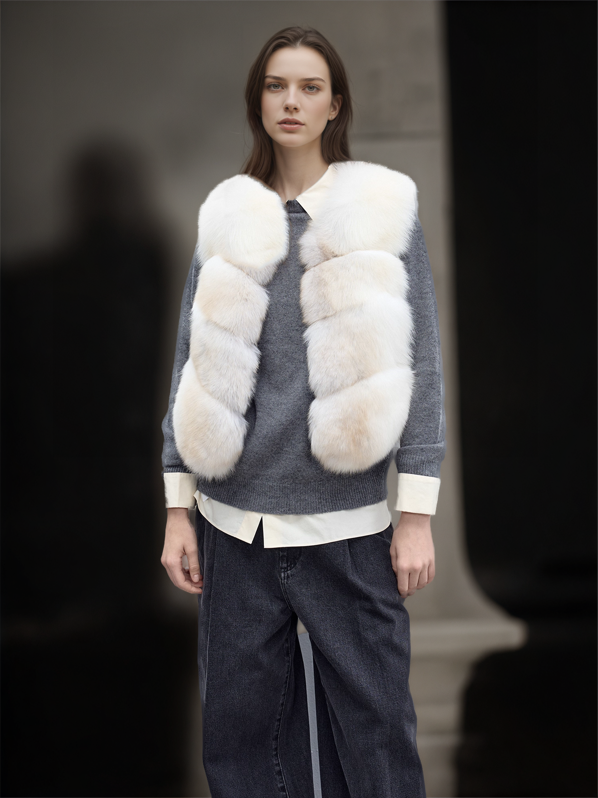 Women’s Short  Fox Fur Vest | Chic Fall Winter Sleeveless Jacket by Sagafurs-Inspired Design