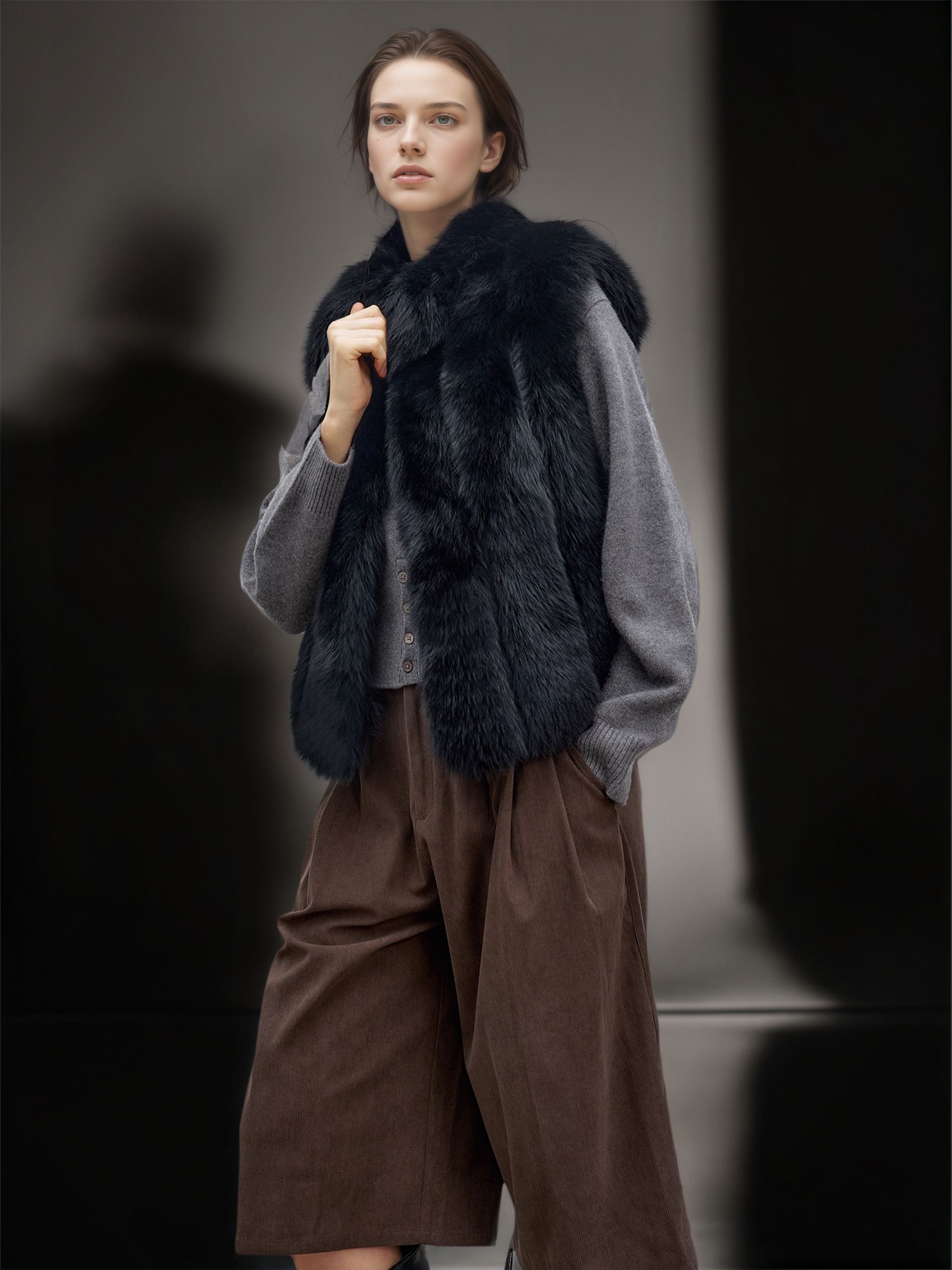 Women’s Fox Fur Vest | Stylish Short Winter Gilet Inspired by Finnish Saga Furs Design