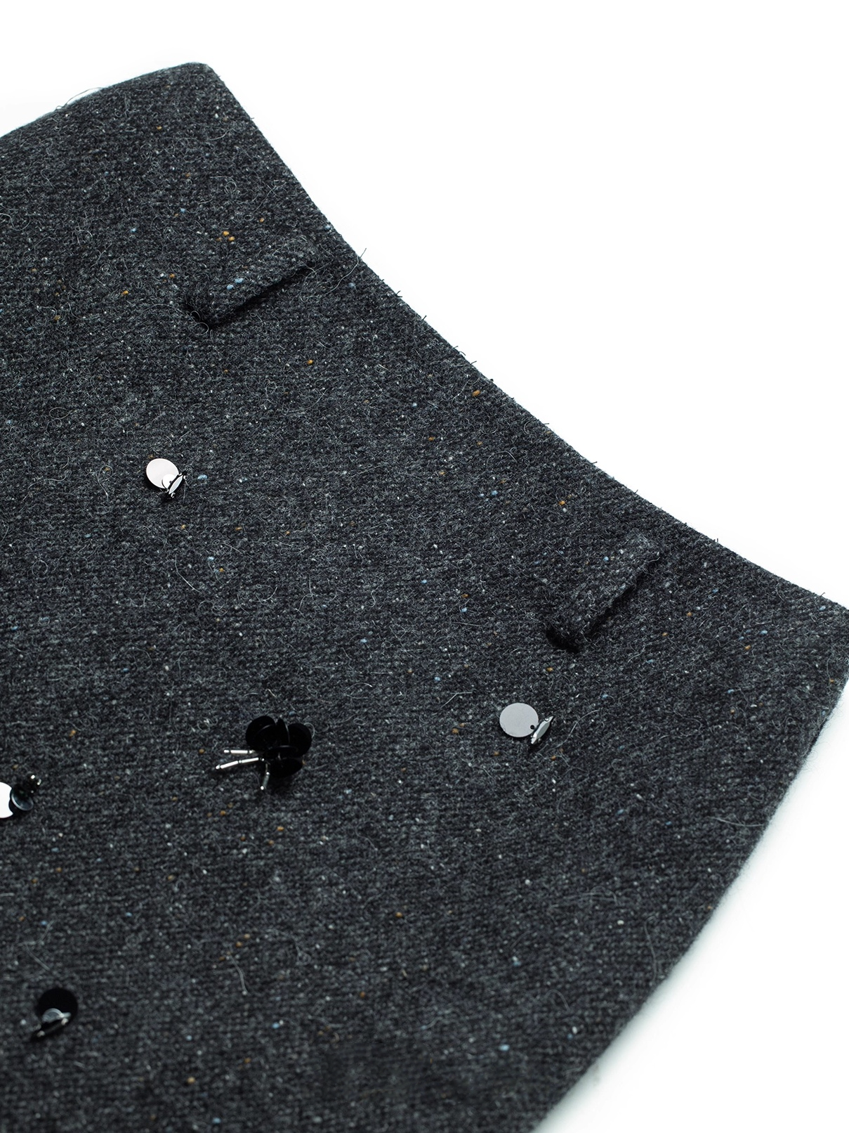 Australian Wool Blend Beaded Pencil Skirt – Hand-Embellished, Custom-Dyed Brown Woolen Midi Skirt