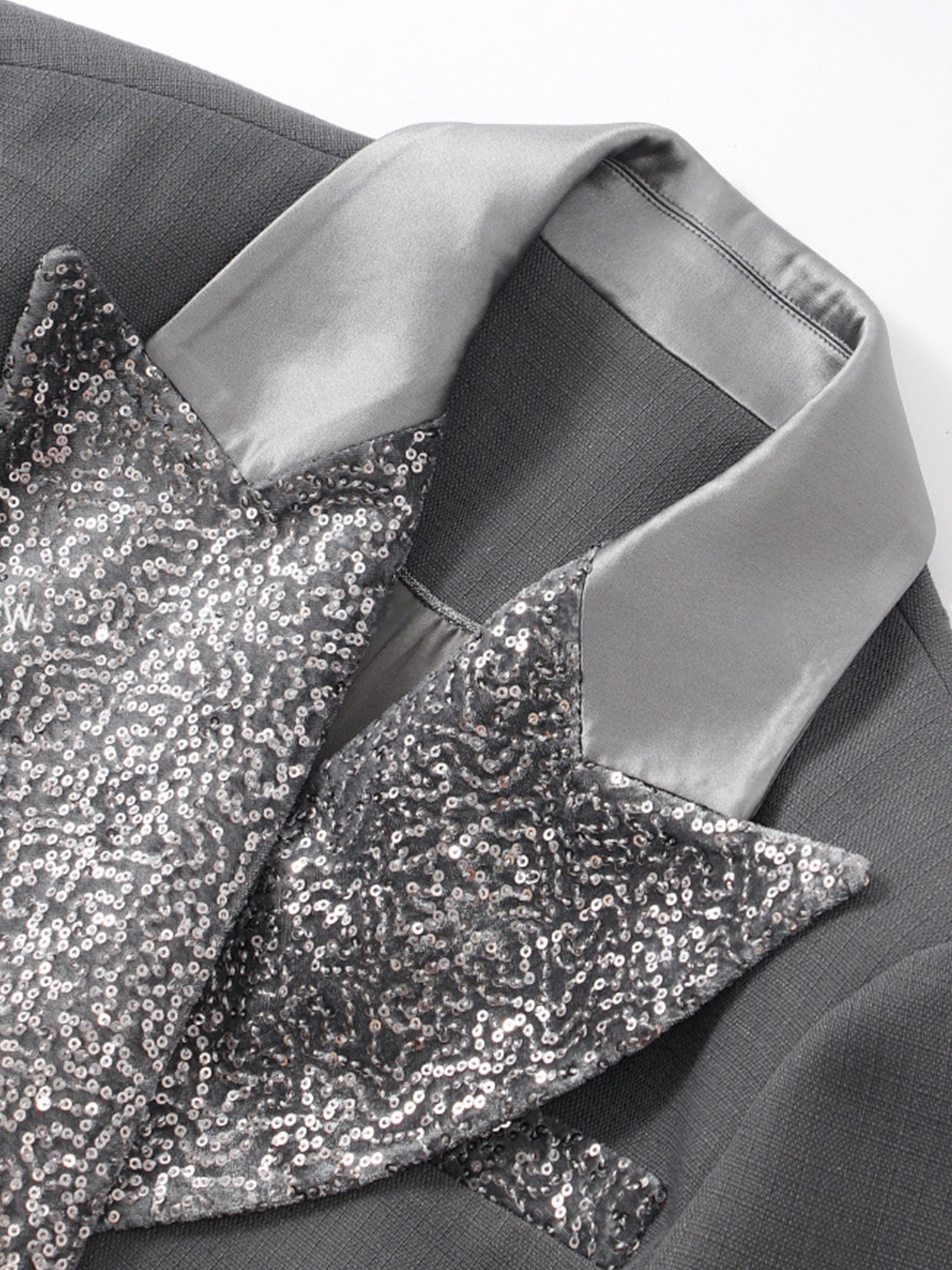 Party Velvet & Sequin Acetate-Satin Blazer – Old-Money Structured Wide-Shoulder Jacket with Contrast Paneling