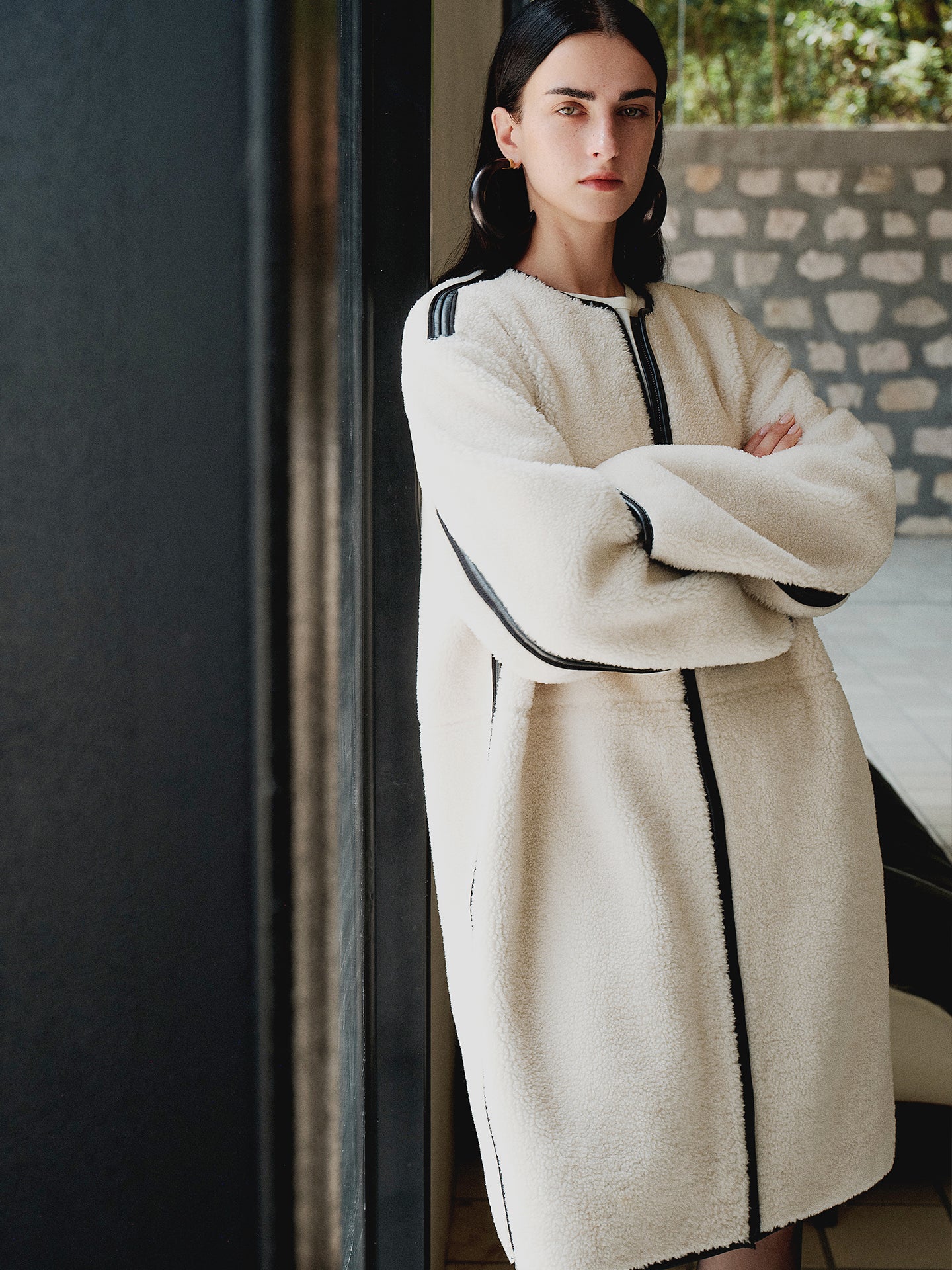 Reversible Sheepskin Lamb Fur Coat - Loose-Fit Wool-Trimmed Shearling Jacket