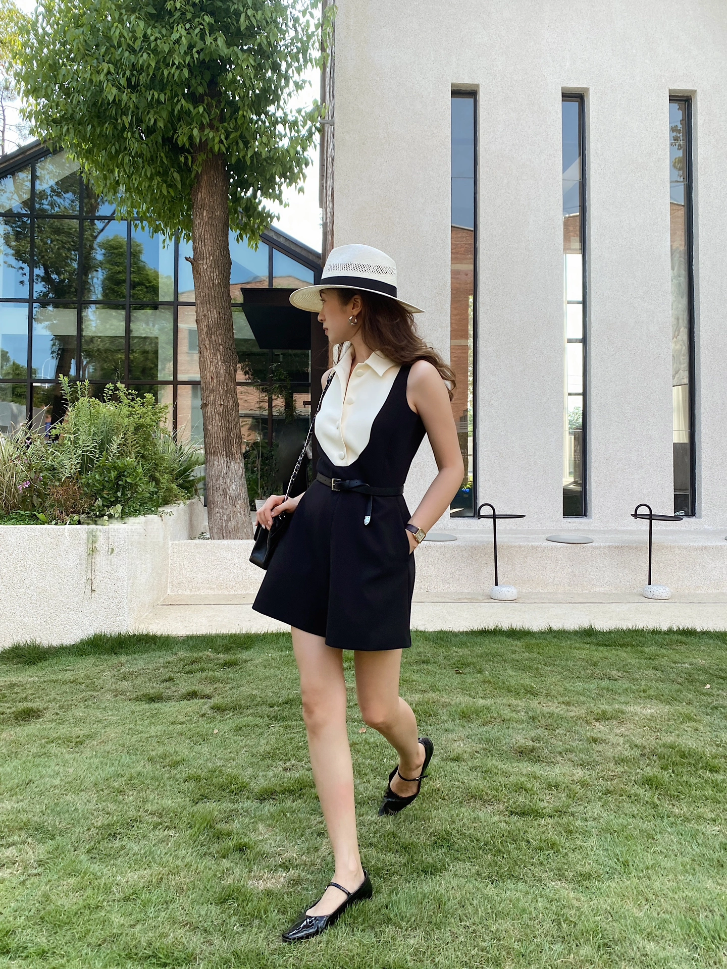 Spring Summer Sleeveless Patchwork Dress for Women – Slim Fit, Elegant, Age-Reducing Design